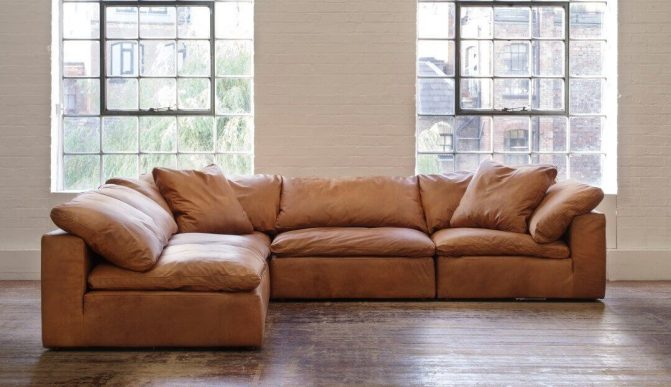 Feather Extra Deep Leather Sofa in Tan